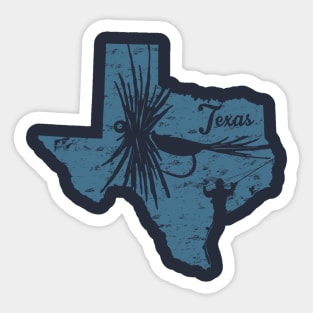 Texas Vintage Distressed Fly Fishing State Map Sticker